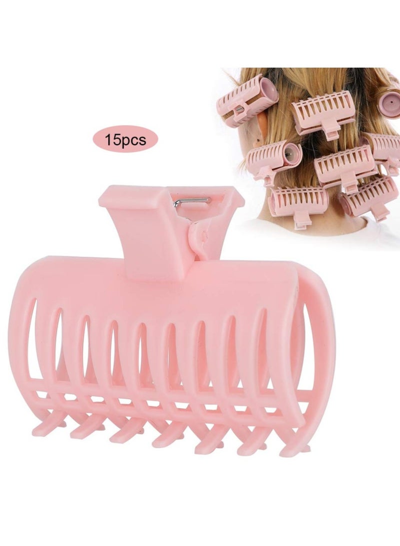 SYOSI 15 Pcs Hot Roller Clips, Hair Curler Claw Clip for Girls Women, Safety & Heat Resistance Heated Roller Clips for Long and Medium Hair, Replacement Roller Clips for Hair Section Styling (Pink) - Image 3