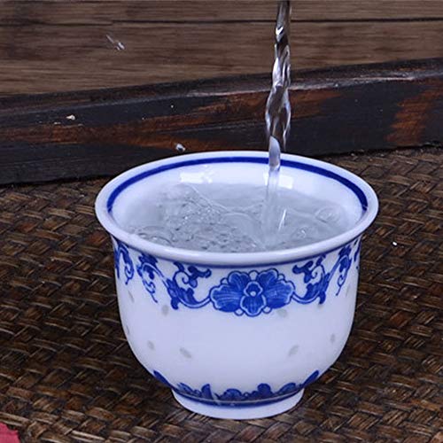 Woonsoon Chinese Handmade Kungfu Tea Cup 80 ml,Bone China Blue and White Tea Cups Set of 3,Ceramic Tea Mugs Without Handles,Best Gift - Image 2
