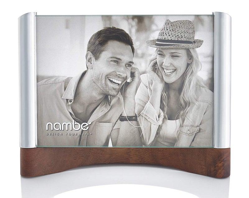 Nambe nambe Sky View Picture Frame 5 by 7  Inch  Photo Frame with Tempered Glass  Tabletop Display Family Friends Wedding Gift Home Office Dcor  Nambe Alloy Acacia Wood and Glass