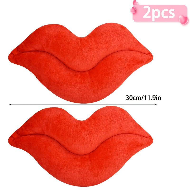 2Pcs Valentine Red Large Lips Throw Pillows Heart Shaped Decorative Cushions French Style Polyester Zipper Closure Machine Washable Suitable for Sofas Beds Living Rooms Birthdays Festivals Anniversaries Wedding Bedding - Image 3