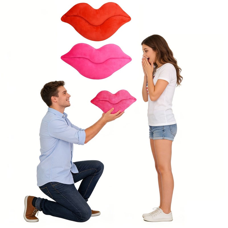 2Pcs Valentine Red Large Lips Throw Pillows Heart Shaped Decorative Cushions French Style Polyester Zipper Closure Machine Washable Suitable for Sofas Beds Living Rooms Birthdays Festivals Anniversaries Wedding Bedding - Image 5