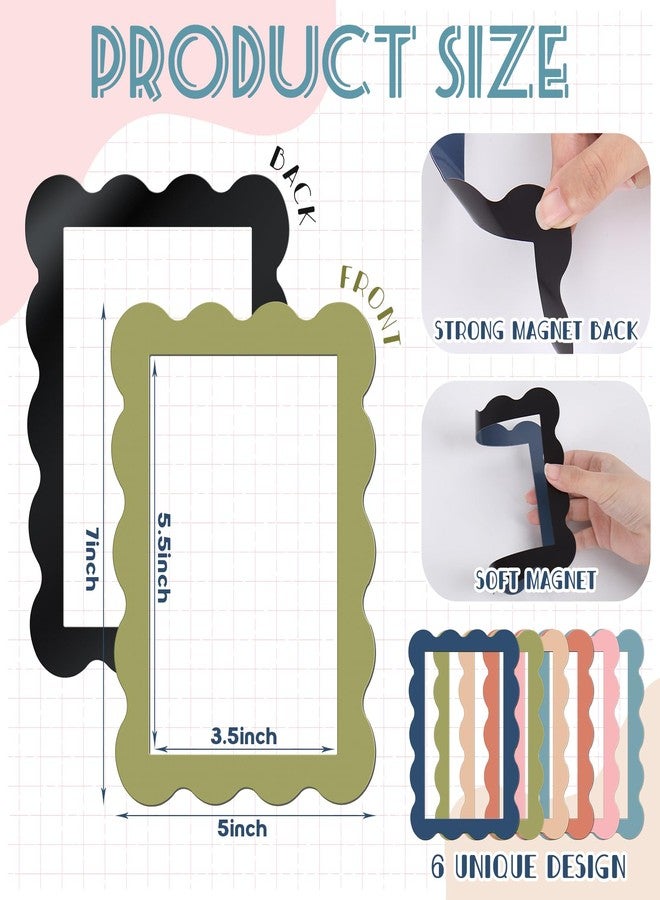 Whaline 12Pcs Magnetic Picture Frames 4 x 6 In Magnetic Photo Frames Boho Colors Photo Magnets for Refrigerator Back to School Locker Accessories - Image 2