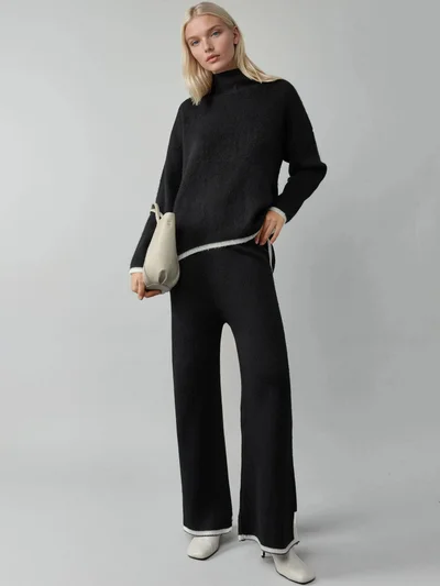 MY FASHION MY FASHION Soft Textured Oversized Sweater & Pants Knit Co-ord Set