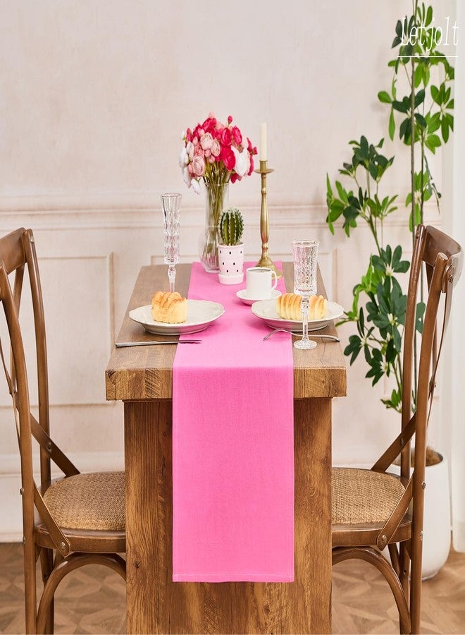 Letjolt Rose Pink Table Runner 72 Inches Long Rustic Table Runner Cotton Runner Plain Table Decor - Image 5