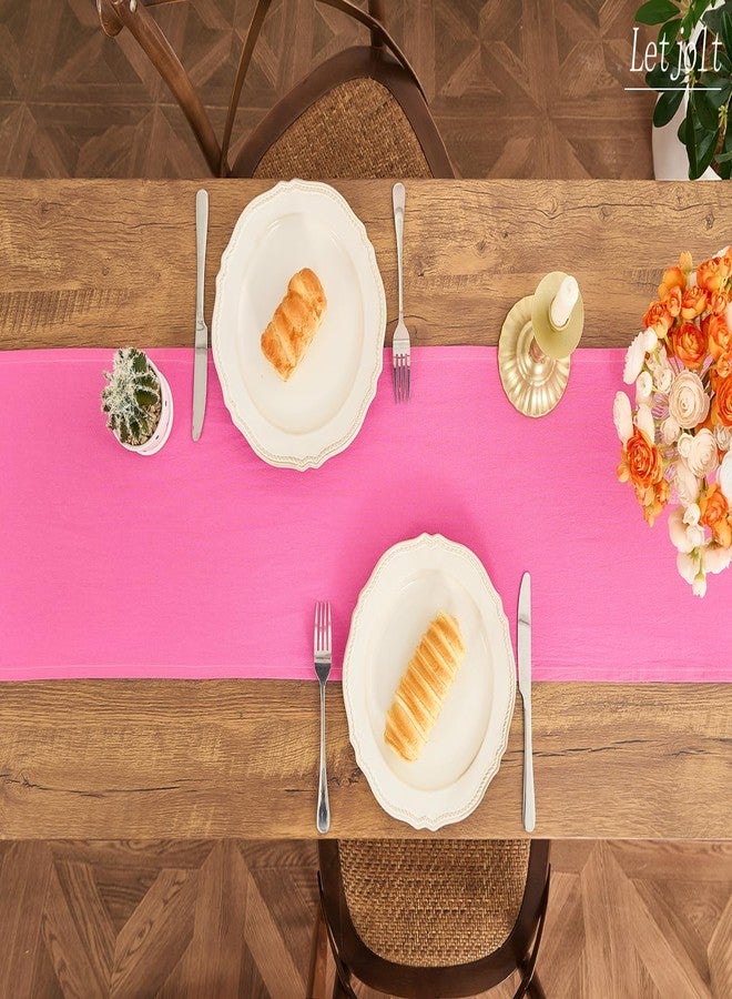 Letjolt Rose Pink Table Runner 72 Inches Long Rustic Table Runner Cotton Runner Plain Table Decor - Image 2