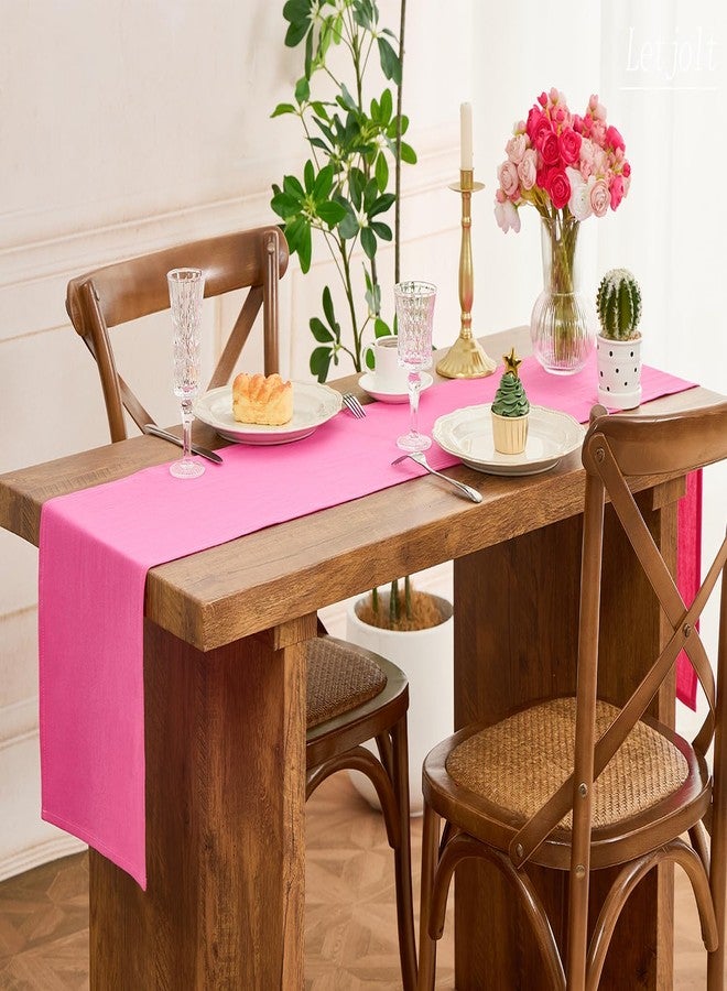 Letjolt Rose Pink Table Runner 72 Inches Long Rustic Table Runner Cotton Runner Plain Table Decor - Image 4