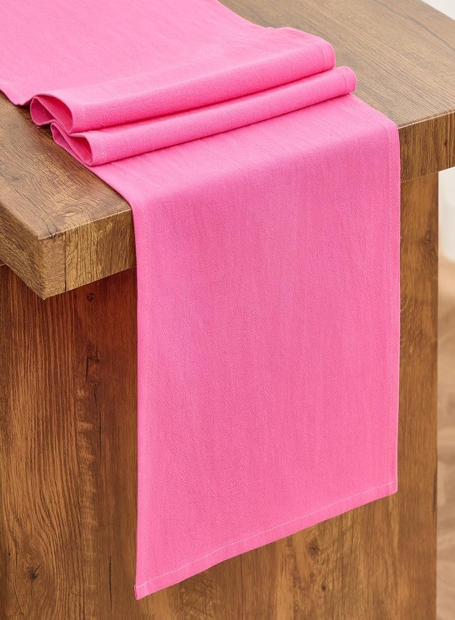 Letjolt Rose Pink Table Runner 72 Inches Long Rustic Table Runner Cotton Runner Plain Table Decor - Image 1