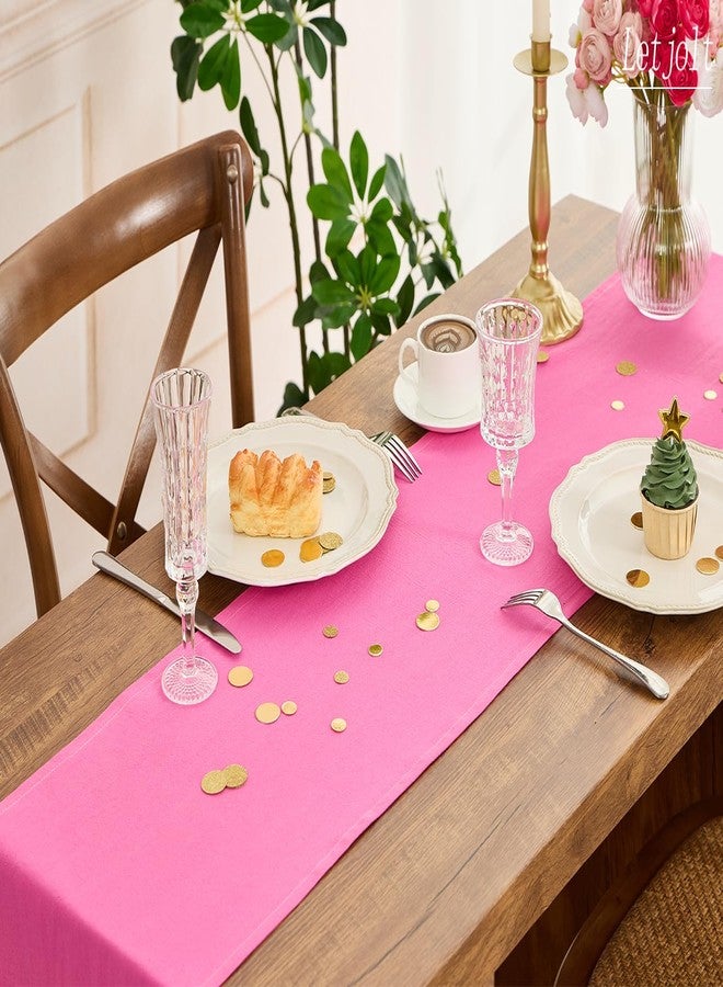 Letjolt Rose Pink Table Runner 72 Inches Long Rustic Table Runner Cotton Runner Plain Table Decor - Image 3