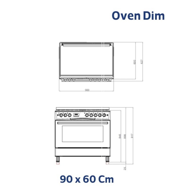 4+2 Gas Elecric Range Cooker, 90x60 cm, Iron Cast Stand, Grill, Auto Fire, Total Safety, 2 Turbo Fans - Image 3