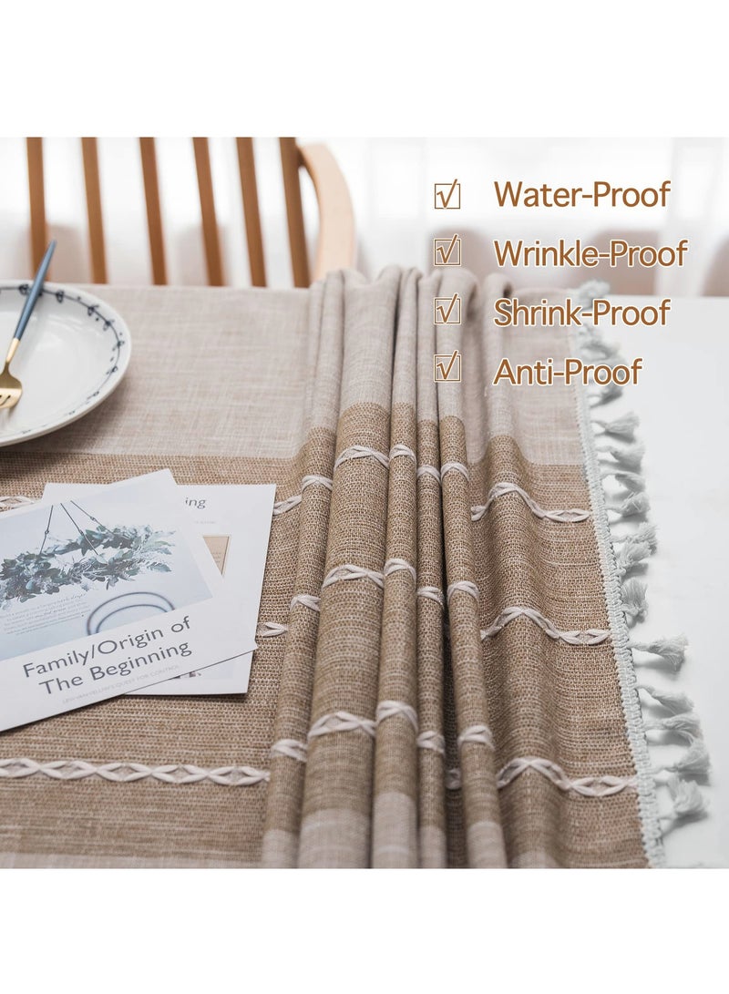 KASTWAVE Rustic Tablecloth Cotton Linen Waterproof Tablecloths Burlap Table Cloths for Kitchen Dining Cloth Table Cloth for Rectangle Tables  Leaf Rectangle - Image 4