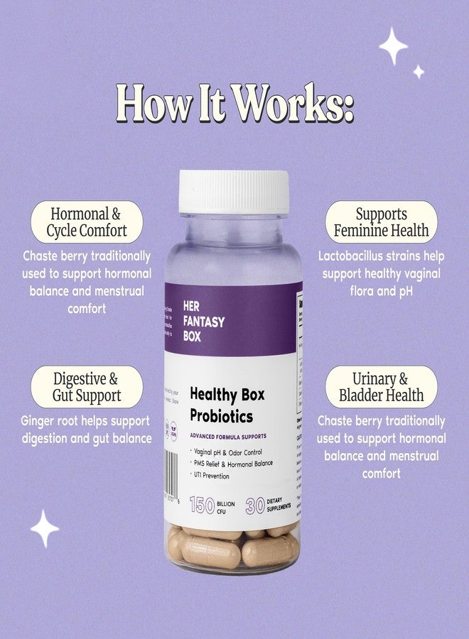 Her Fantasy Box | Healthy Box | Vaginal Probiotics for Women – Prebiotics + Advanced Lactobacillus Blend – Hormonal Balance, PMS Relief – Feminine Health Support with Cranberry & D-Mannose - Image 5