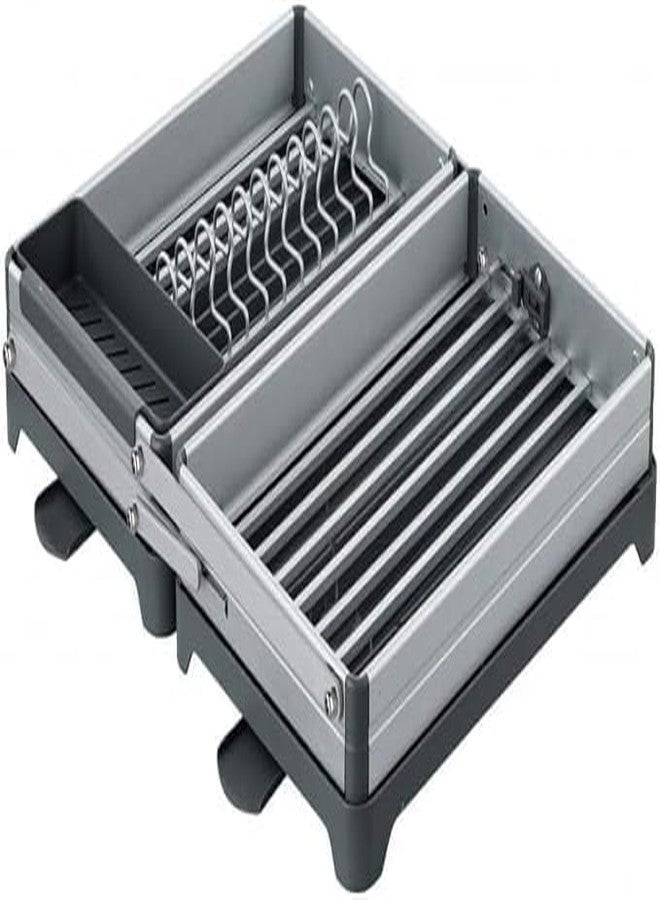 Vroxy Collapsible Dish Drying Rack, Rustproof Kitchen Dish Drying Rack with Drainboard, Space-Saving 2-Tier Dish Drying Rack with Utensil Holder & Cup Holder (1Pcs) - Image 4