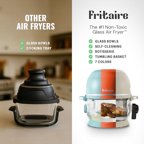 Fritaire Non Toxic Air Fryer™ 9-in-1 Functions - Glass AirFryer 5 Quart w/ 360 Visibility, Self-Cleaning, 400F Vortex Air Fryer for Even Cooking, BPA-Free Teflon Free, Rotisserie, Roast, Bake, Sage - Image 5
