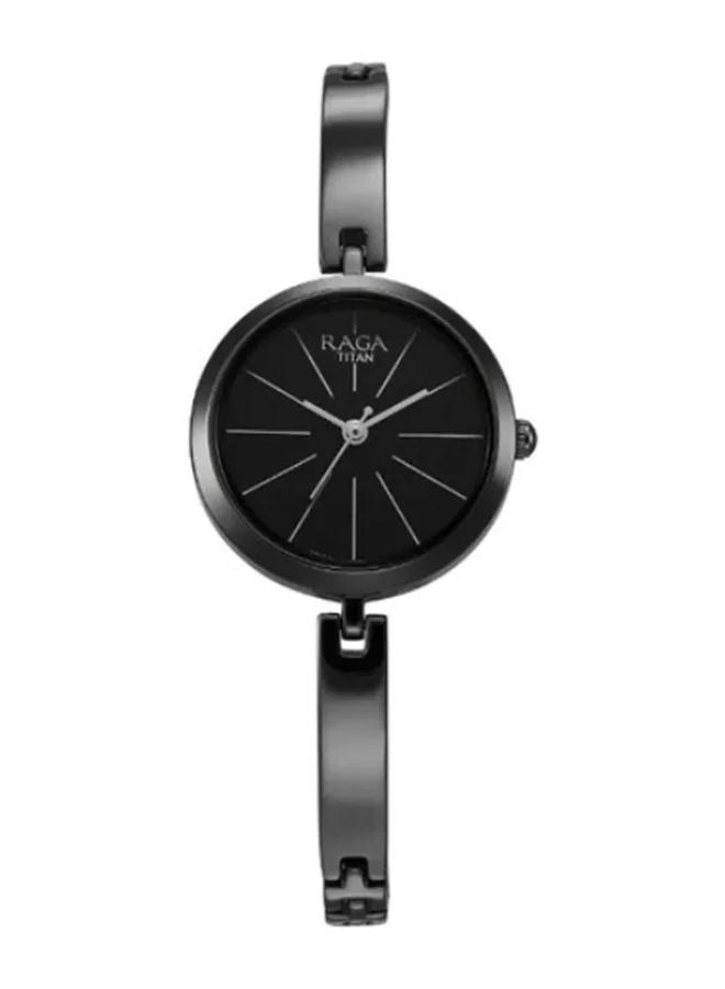 تيتان Titan Raga Viva Quartz Analog Black Dial Grey Metal Strap Watch for Women