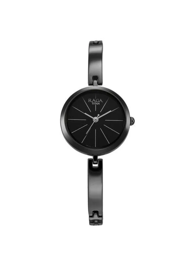 Raga Viva Quartz Analog Black Dial Grey Metal Strap Watch for Women - 2606QM04