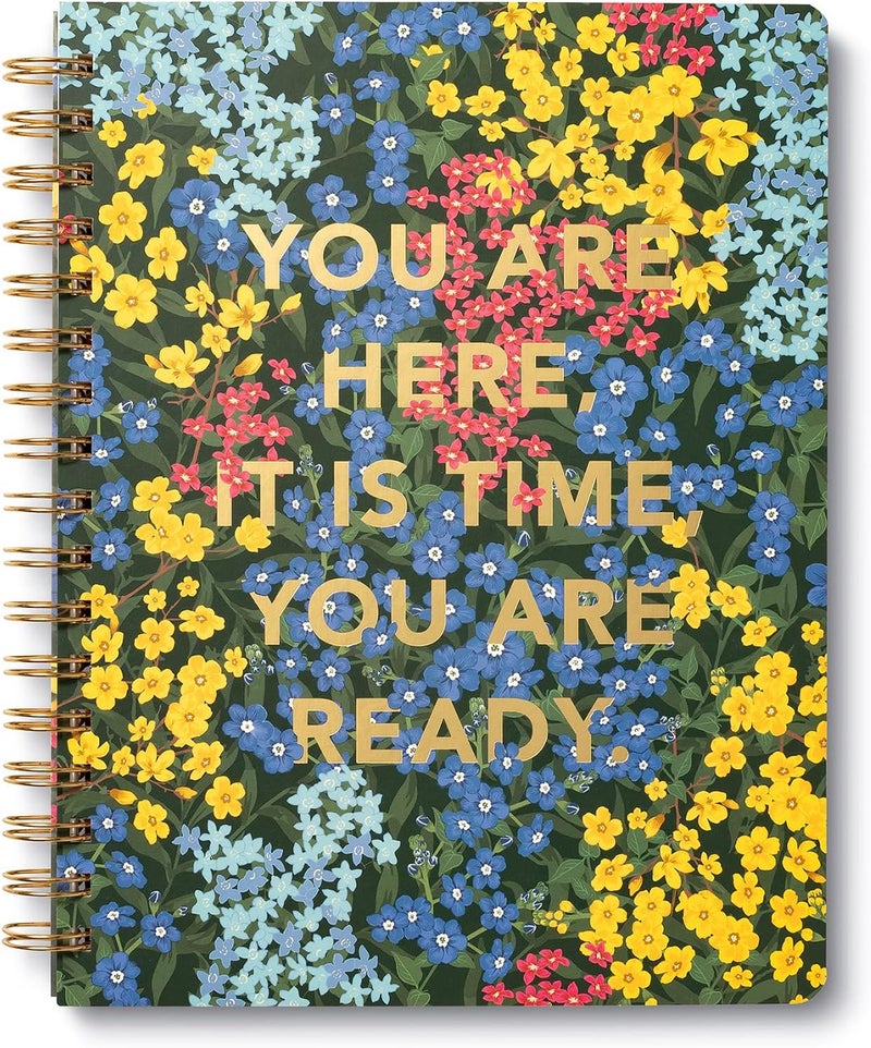 Compendium Spiral Notebook - You are here, it is time, you are ready. — A Designer Spiral Notebook with 192 Lined Pages, College Ruled, 7.0”W x 9.25”H - Image 1