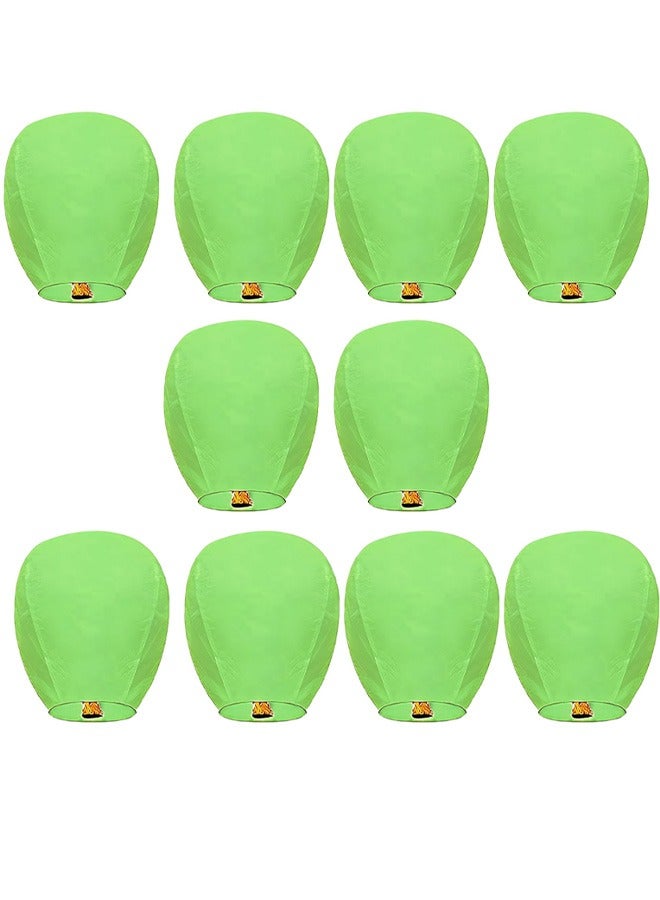 Taimi Pack Of 10 Flying Sky Lanterns For Memorials Wedding Parties And New Year's Day In Green - Image 1