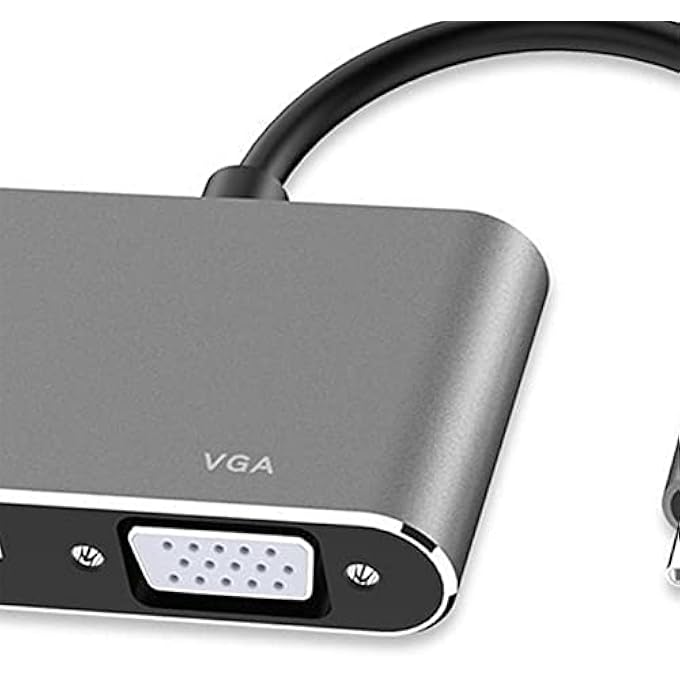 rayihni TYPE C TO HD MULTIMEDIA INTERFACE VGA ADAPTER 4K 30HZ PLUG AND PLAY CONVERTER FOR OFFICEHOME ENTERTAINMENT STURDY ALUMINUM ALLOY (GRAY) - Image 3