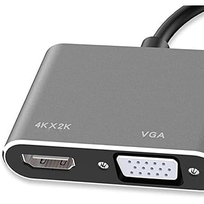 rayihni TYPE C TO HD MULTIMEDIA INTERFACE VGA ADAPTER 4K 30HZ PLUG AND PLAY CONVERTER FOR OFFICEHOME ENTERTAINMENT STURDY ALUMINUM ALLOY (GRAY) - Image 2