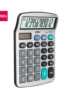 Deli Deli EM19810 Desktop Calculator | 12 Digits | Solar & LR54 Battery Powered | 120-Step Check | Silver | Ideal for Office & School Use (1PCS/Color Box)  - Image 1