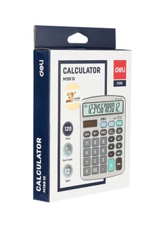 Deli Deli EM19810 Desktop Calculator | 12 Digits | Solar & LR54 Battery Powered | 120-Step Check | Silver | Ideal for Office & School Use (1PCS/Color Box)  - Image 4