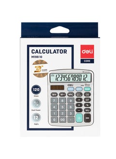 Deli Deli EM19810 Desktop Calculator | 12 Digits | Solar & LR54 Battery Powered | 120-Step Check | Silver | Ideal for Office & School Use (1PCS/Color Box)  - Image 5