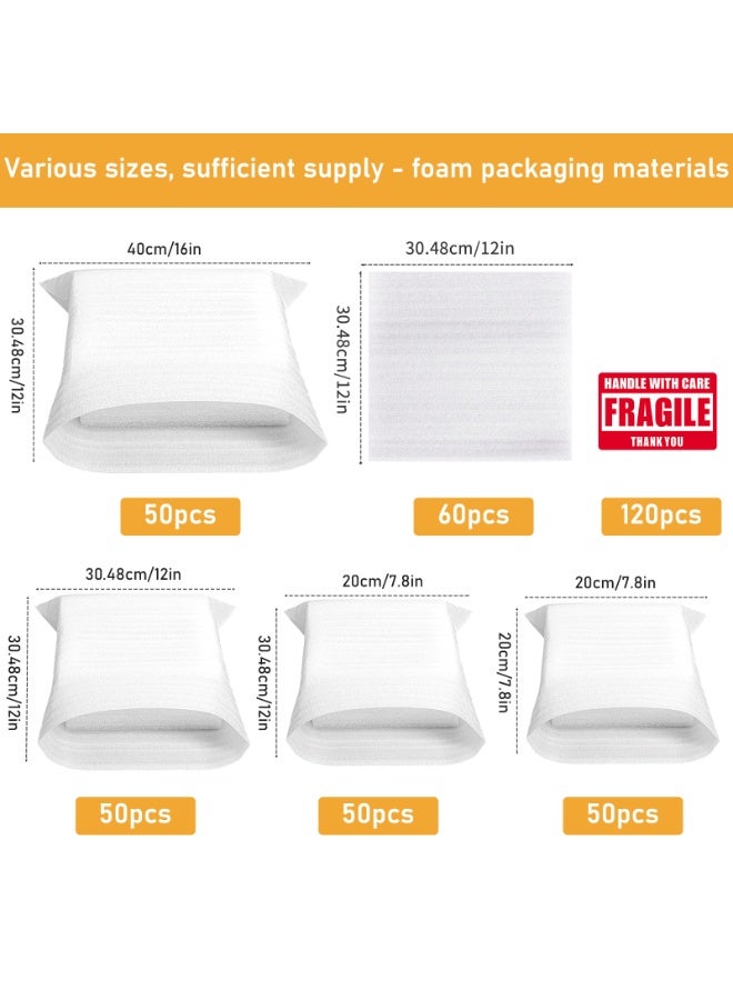Generic 380 pcs Moving Packaging Supplies,200 buffer bags,4 sizes (16x12 ", 12x12", 12x7.8 ", 7.8x7.8"),60 Foam Sheets.Comes with 120 fragile stickers for a cushioned mobile foam wrap bag for packaging.  - Image 2
