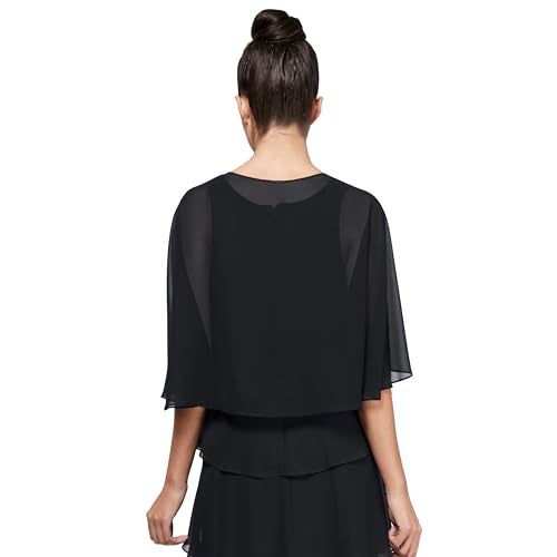 S.L. Fashions womens Poly Chiffon Shrug Jacket Blouse, Black, Small-Medium US - Image 2