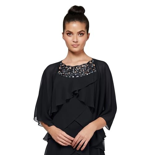 S.L. Fashions womens Poly Chiffon Shrug Jacket Blouse, Black, Small-Medium US - Image 5