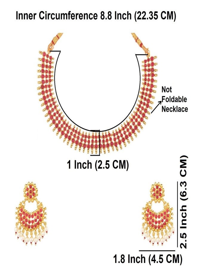 Efulgenz Indian Jewelry Sets for Women Beaded Bollywood Jewelry Faux Pearl Choker Necklace Traditional Crystal Choker Necklace Earrings Wedding Jewelry Sets for Women - Image 5
