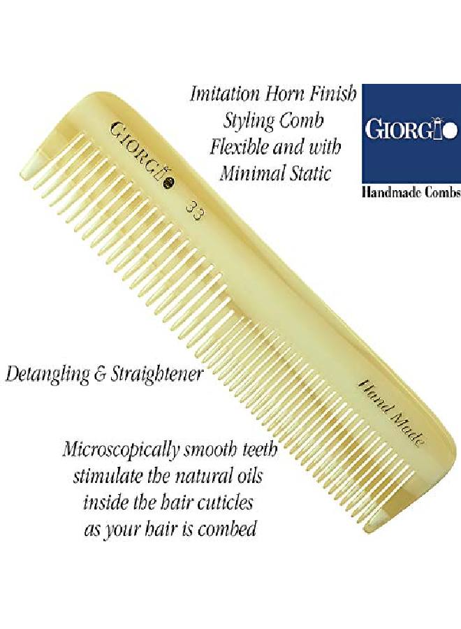 Giorgio G33 Double Tooth Small Hair Pocket Comb Fine/Wide Tooth Comb For Hair Beard And Mustache Coarse/Fine Hair Styling Grooming Comb For Men Women And Kids Saw Cut Handmade And Polished - Image 3
