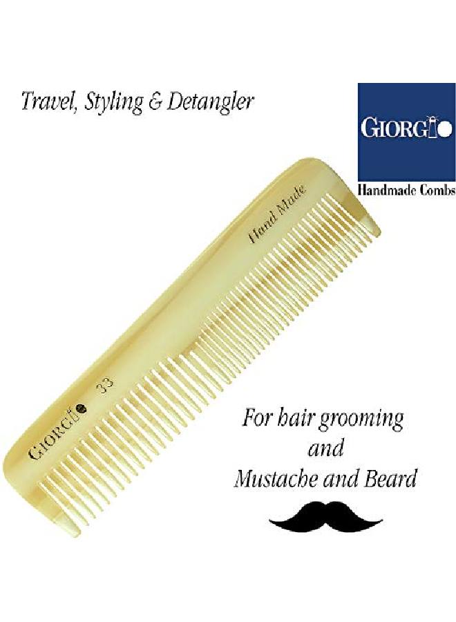 Giorgio G33 Double Tooth Small Hair Pocket Comb Fine/Wide Tooth Comb For Hair Beard And Mustache Coarse/Fine Hair Styling Grooming Comb For Men Women And Kids Saw Cut Handmade And Polished - Image 5
