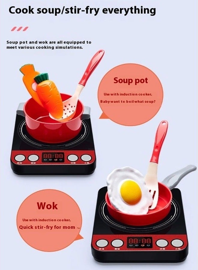 81 Pcs Kitchen Playset Food Toys with Veggies, Fruits Play Kitchen Accessories Set for Kids Pots Pans Playset Cooking Utensils Play Food for Girls & Boys - Image 4