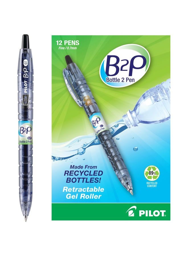 PILOT B2P - Bottle to Pen Refillable & Retractable Rolling Ball Gel Pen Made From Recycled Bottles, Fine Point, Black G2 Ink, 12-Pack (31600) - Image 1