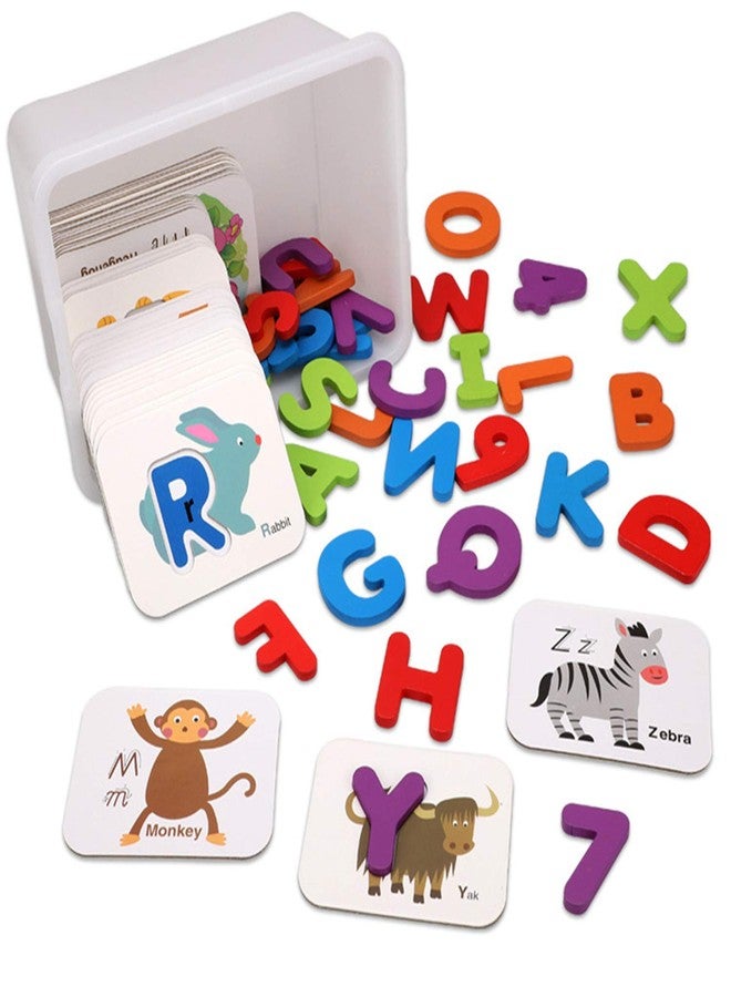 WedFeir 73pcs Numbers and Alphabets Flash Cards Set, ABC Wooden Letters and Jigsaw Numbers Animal Flashcards, Preschool Learning Educational Montessori Toys Gift for Toddlers Age 3+ Preschool. - Image 5