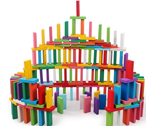 NEWCREATIVETOP 120pcs Wooden Dominos Blocks Set Kids Game Educational Play Toy Domino Racing Toy Game 120PCS - Image 1