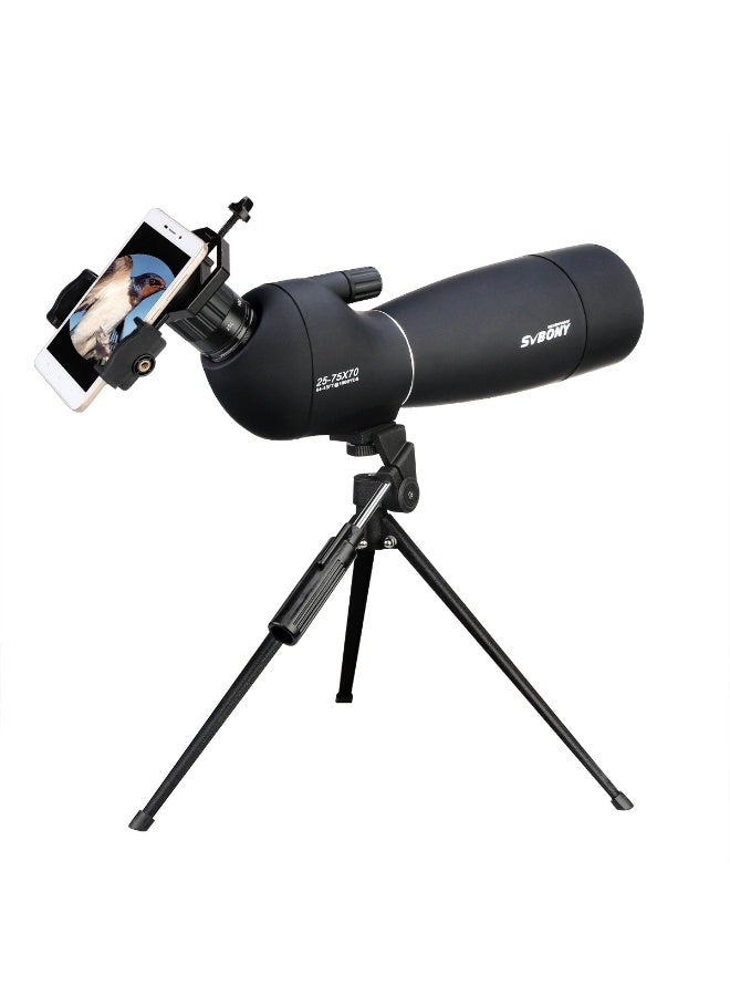 SVBONY SVBONY 25-75x70 Binoculars, equipped with 21mm large eyepiece, IP65 waterproof rating, BAK4 optical prism, multi-coated lenses, 45° angle eyepiece, suitable for bird watching and outdoor observation - black version  - Image 1