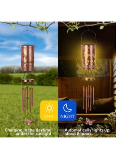 YHmall Solar Wind Chimes For Outside, Hanging Memorial Wind Chimes, Solar Lantern Windchimes Outdoors Butterfly Gifts For Women Grandma Mom Garden Decor  - Image 3