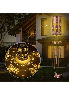 YHmall Solar Wind Chimes For Outside, Hanging Memorial Wind Chimes, Solar Lantern Windchimes Outdoors Butterfly Gifts For Women Grandma Mom Garden Decor  - Image 4