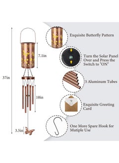YHmall Solar Wind Chimes For Outside, Hanging Memorial Wind Chimes, Solar Lantern Windchimes Outdoors Butterfly Gifts For Women Grandma Mom Garden Decor  - Image 5