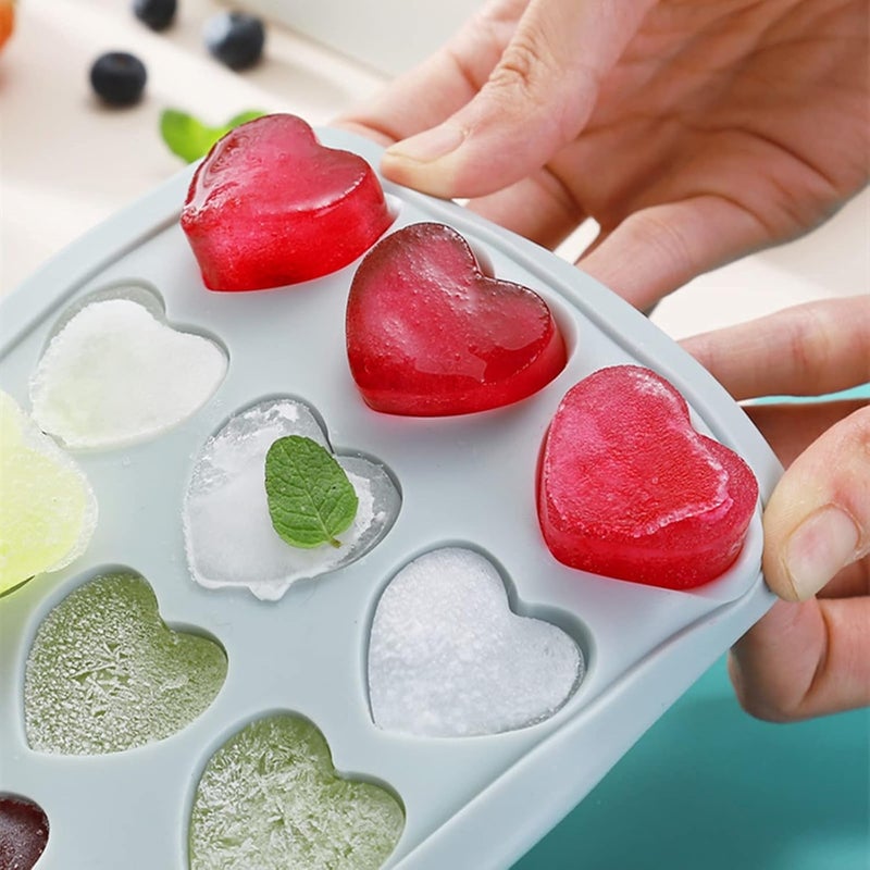 BTYMS Heart Shaped Ice Cube Trays with Lid, Chocolate Mold, Easy Release Ice Trays, 21-Cavity Silicone Heart Molds for Ice Cubes, Gelatine, Baking and Candy - Image 3