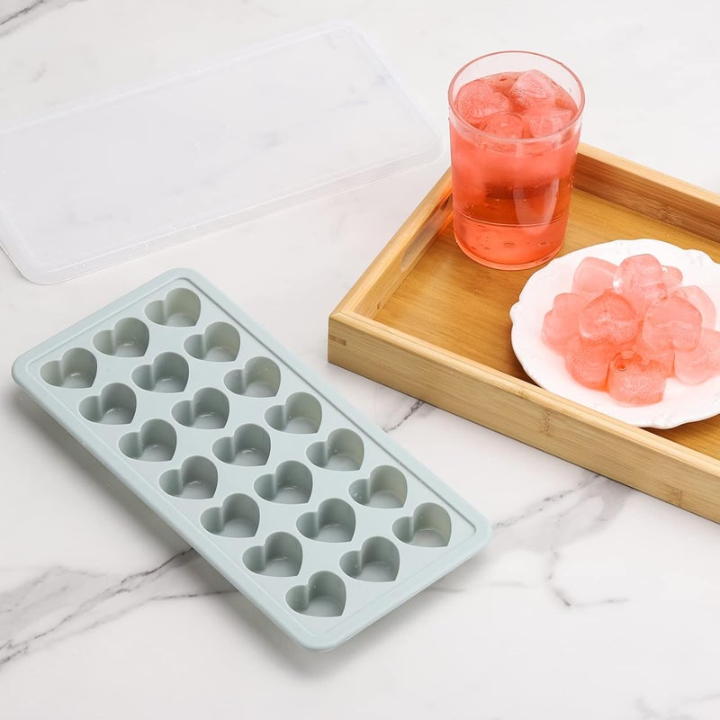 BTYMS Heart Shaped Ice Cube Trays with Lid, Chocolate Mold, Easy Release Ice Trays, 21-Cavity Silicone Heart Molds for Ice Cubes, Gelatine, Baking and Candy - Image 4