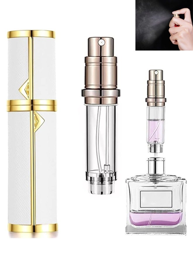 Perfume Bottles Empty Refill Perfume Atomizer Refillable Portable Mini Perfume Atomizer Perfume Spray bottle Atomizer for Travel Leaking Proof Luxury Leather 5ml (White) - Image 1
