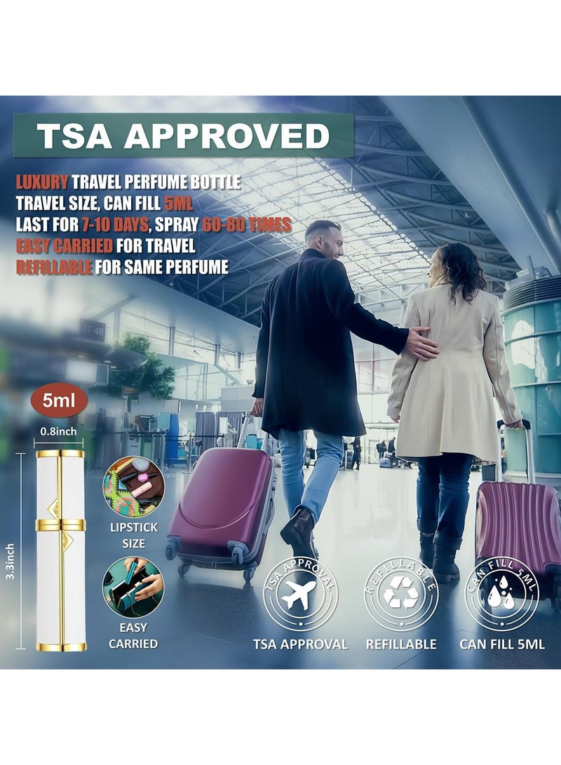 Perfume Bottles Empty Refill Perfume Atomizer Refillable Portable Mini Perfume Atomizer Perfume Spray bottle Atomizer for Travel Leaking Proof Luxury Leather 5ml (White) - Image 2