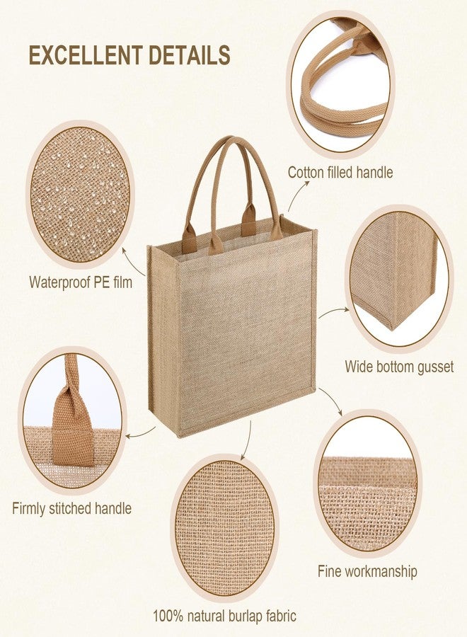 butarfe 10 Pack Burlap Tote Bags Reusable Jute Bags with Handles Blank Burlap Tote Large Jute tote 15.1X11.8X5.5Inch Burlap Gift Bags for Grocery Shopping Wedding Travel Bachelorette Party Embroidery DIY Art - Image 3