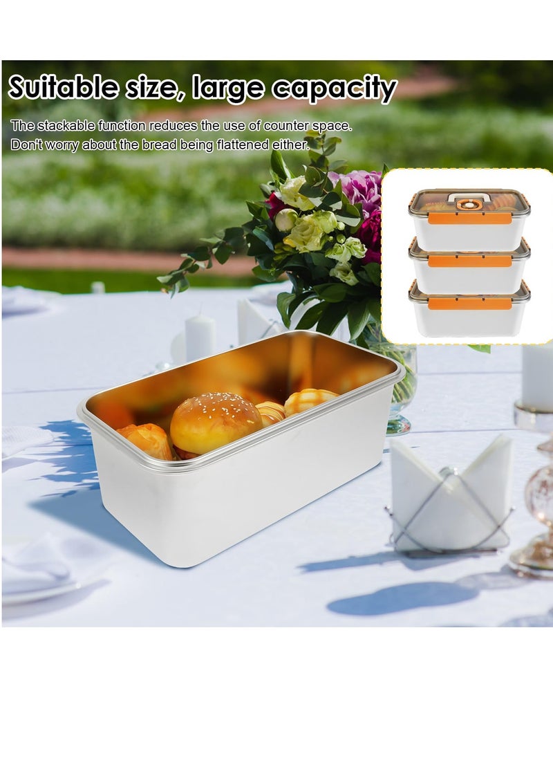 Excefore - Stainless Steel Bread Box with Lid, Time Recording Bread Keeper, 6000ml Rectangular Bread Saver, Reusable Meal Prep Containers for Home, Travel, Work, Party, Leftovers(Orange Buckle) - Image 1