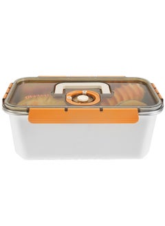 Stainless Steel Bread Box with Lid, Time Recording Bread Keeper, 6000ml Rectangular Bread Saver, Reusable Meal Prep Containers for Home, Travel, Work, Party, Leftovers(Orange Buckle)