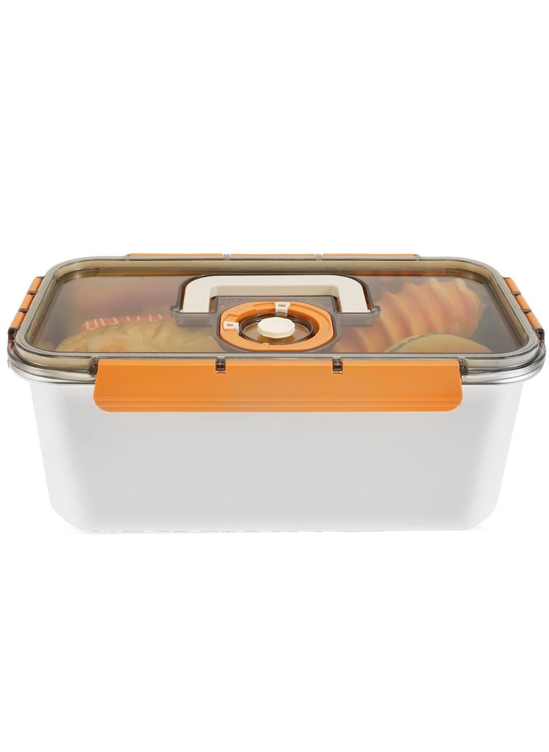 Excefore - Stainless Steel Bread Box with Lid, Time Recording Bread Keeper, 6000ml Rectangular Bread Saver, Reusable Meal Prep Containers for Home, Travel, Work, Party, Leftovers(Orange Buckle) - Image 1