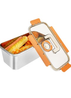 Excefore Stainless Steel Bread Box with Lid, Time Recording Bread Keeper, 6000ml Rectangular Bread Saver, Reusable Meal Prep Containers for Home, Travel, Work, Party, Leftovers(Orange Buckle)  - Image 2