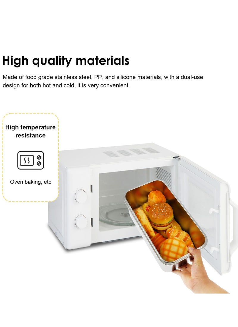 Excefore - Stainless Steel Bread Box with Lid, Time Recording Bread Keeper, 6000ml Rectangular Bread Saver, Reusable Meal Prep Containers for Home, Travel, Work, Party, Leftovers(Orange Buckle) - Image 1